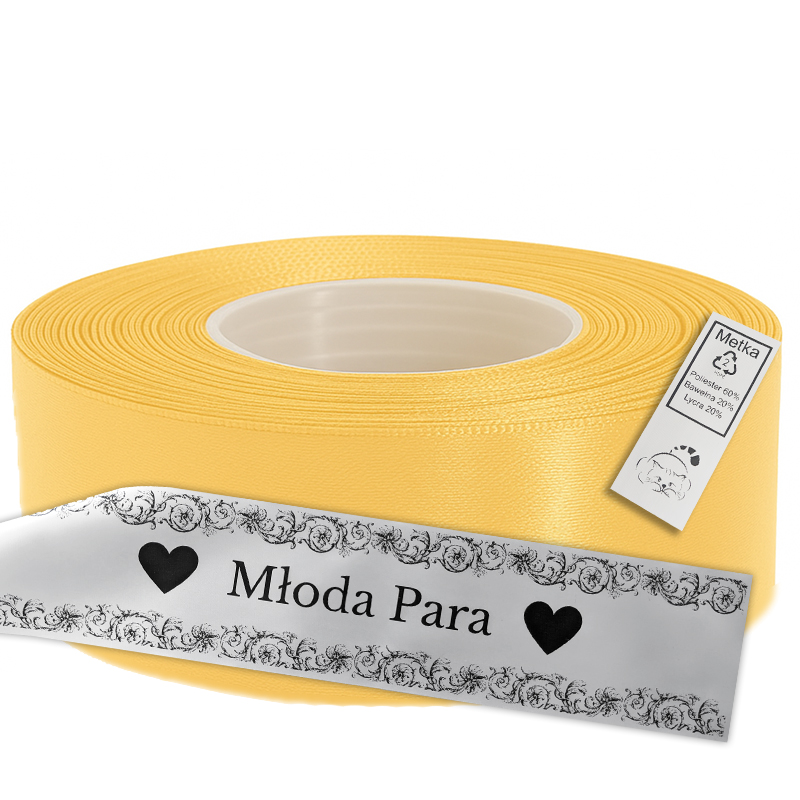 Satin Ribbon for Thermal Transfer DTF Printing, yellow, 5 cm x 50 m