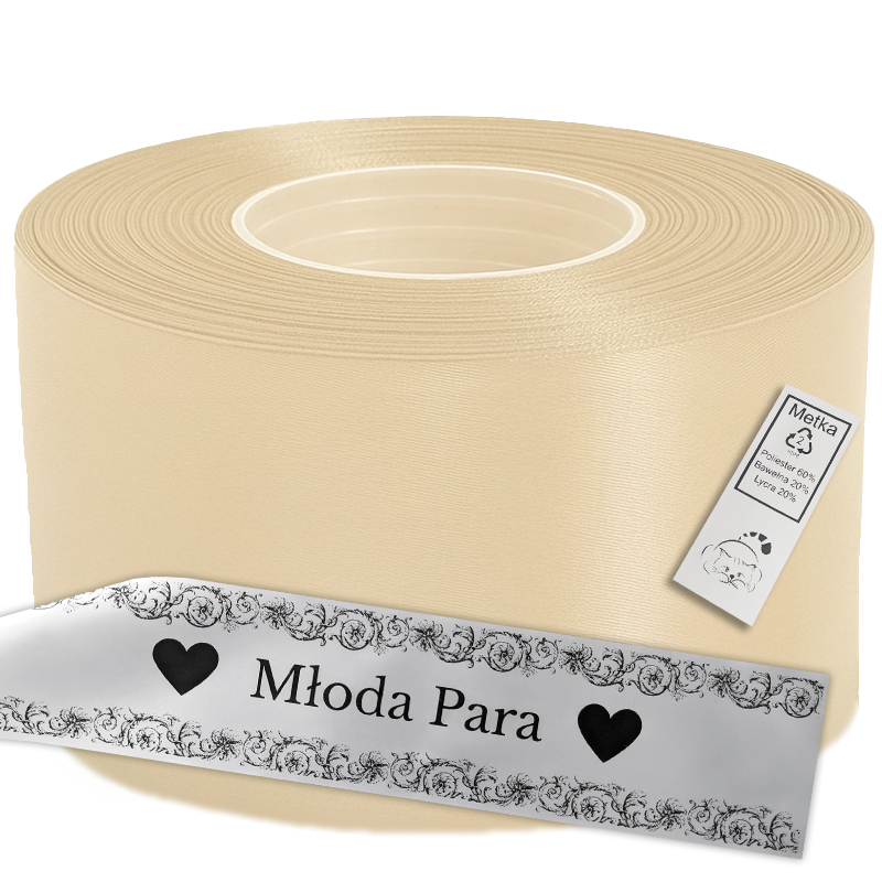Satin Ribbon for Thermal Transfer Printing beige 8 cm x 50 m
