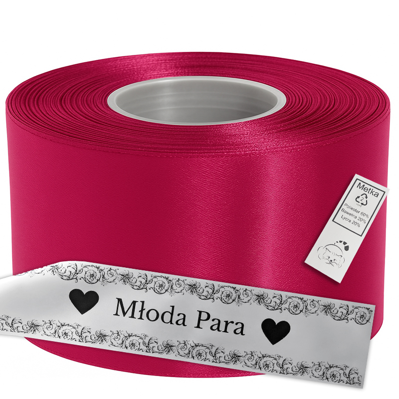 Satin Ribbon for Thermal Transfer DTF Printing, dark pink, 8 cm x 50 m