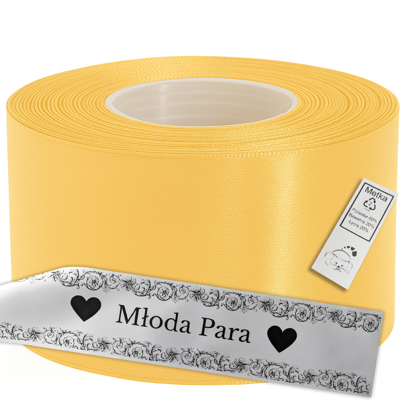 Satin Ribbon for Thermal Transfer Printing yellow 8 cm x 50 m