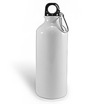 Metal bottle with carabinier for sublimation and engraving, white, 600 ml