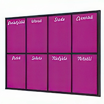 Tablica suchościeralna magnetyczna do planowania tygodnia fioletowa