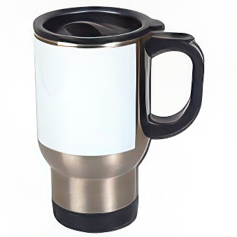 Thermal mug for engraving, sublimation with white field, silver, 14.5 cm, 410 ml
