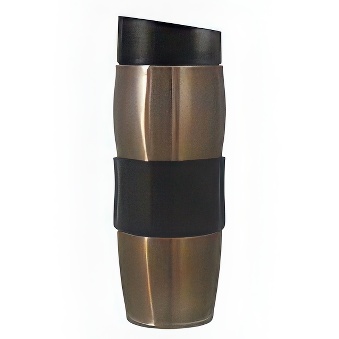 Thermal mug with silicone handle, brown, 375 ml