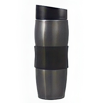 Thermo mug with silicone handle, silver, 375 ml