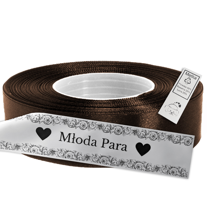 Satin Ribbon for Thermal Transfer DTF Printing, brown, 2,5 cm x 50 m