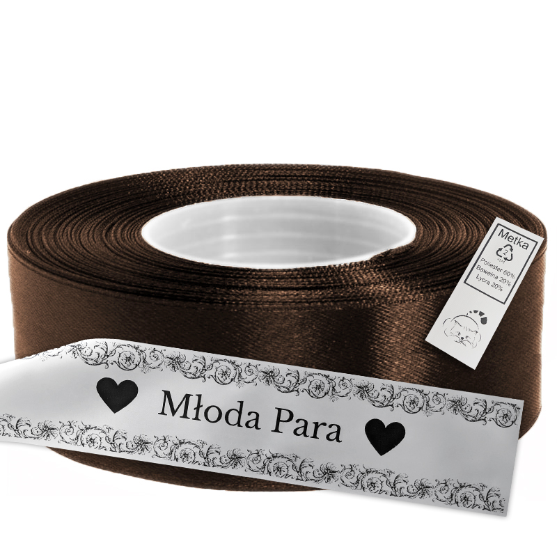 Satin Ribbon for Thermal Transfer DTF Printing, brown, 5 cm x 50 m