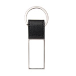 Eco leather keychain with a rectangular, metal plate for printing - 12 pieces