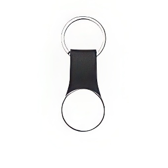 Round Keychain with Eco-leather Insert for Printing, 12 pieces -  black, 3 x 5,8 cm