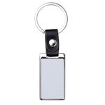 Eco leather keychain with clip and a rectangle for printing - 12 pieces