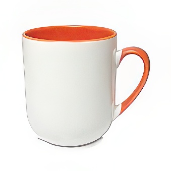 Sublimation Coffee Mug with Coloured Handle and Interior, orange, 290 ml