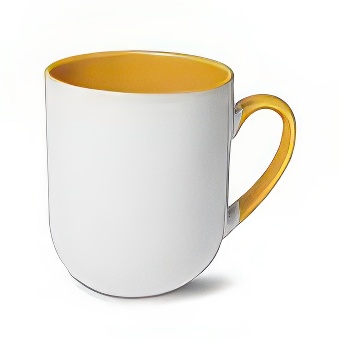 Sublimation Coffee Mug with Coloured Handle and Interior, yellow, 290 ml