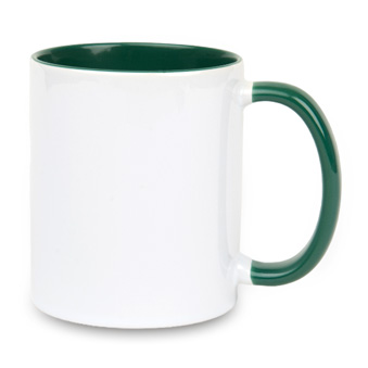 Sublimation Mug - Coloured Inner and Handle dark green, 330 ml