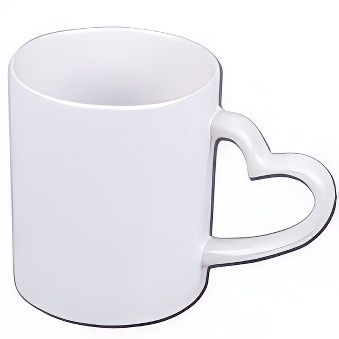 Heart Handle Sublimation Mug, white, 330 ml