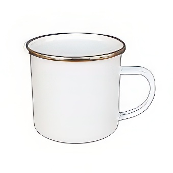Enamel Steel Sublimation Mug - Silver Rim, white, 300 ml