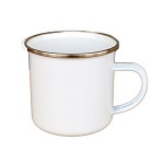 Enamel steel mug for sublimation - white with a silver rim