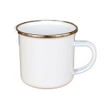 Enamel steel mug for sublimation - white with a silver rim