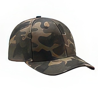 Peaked cap 6-panels with metal clip, camouflage/grey