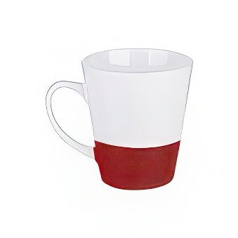 Latte Sublimation Mug - Glitter Band, 350 ml, white/red