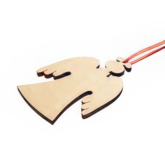 Wooden pendant for sublimation, engraving and thermal transfer with a laser printer - angel, 7,2 x 10 cm