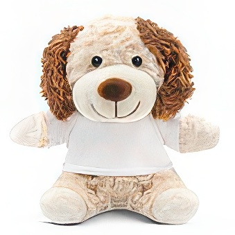 Teddy dog with a white T-shirt for Thermal Transfer with an Inkjet Printer, 18 cm