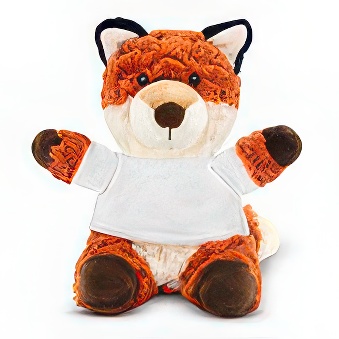 Teddy fox with a white T-shirt for Solvent Printing, 18 cm