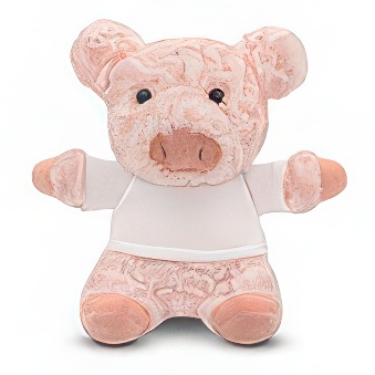 Teddy piggy with a white T-shirt for DTF Printing, 18 cm
