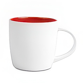 New White Mug with Coloured Interior and Laser Engraving, white/red, 290 ml