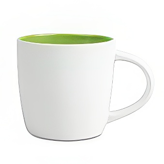 New White Mug with Coloured Interior and Laser Engraving, white/green, 290 ml