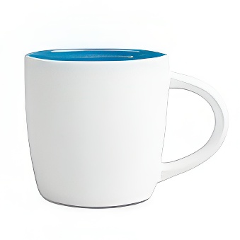 New White Mug with Coloured Interior and Laser Engraving, white/blue, 290 ml