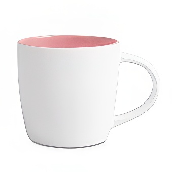 New White Mug with Coloured Interior and Laser Engraving, white/pink, 290 ml