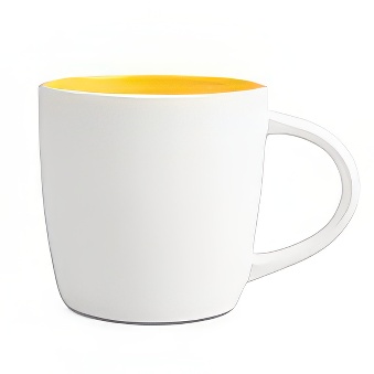 New White Mug with Coloured Interior and Laser Engraving, white/yellow, 290 ml