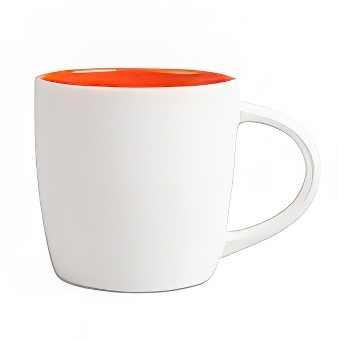 New White Mug with Coloured Interior and Laser Engraving, white/orange, 290 ml