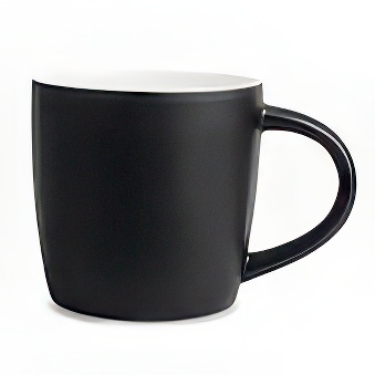 New Black Mug with Coloured Interior and Laser Engraving, black/white, 290 ml