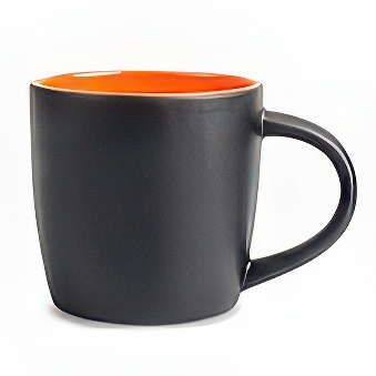 New Black Mug with Coloured Interior and Laser Engraving, black/orange, 290 ml