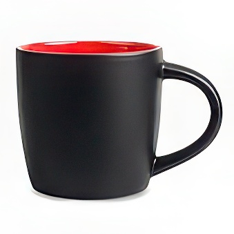 New Black Mug with Coloured Interior and Laser Engraving