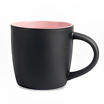 New Black Mug with Coloured Interior and Laser Engraving, black/pink, 290 ml