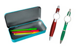 Pencil cases and pens