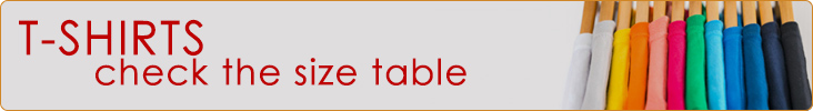 T-shirts - size table