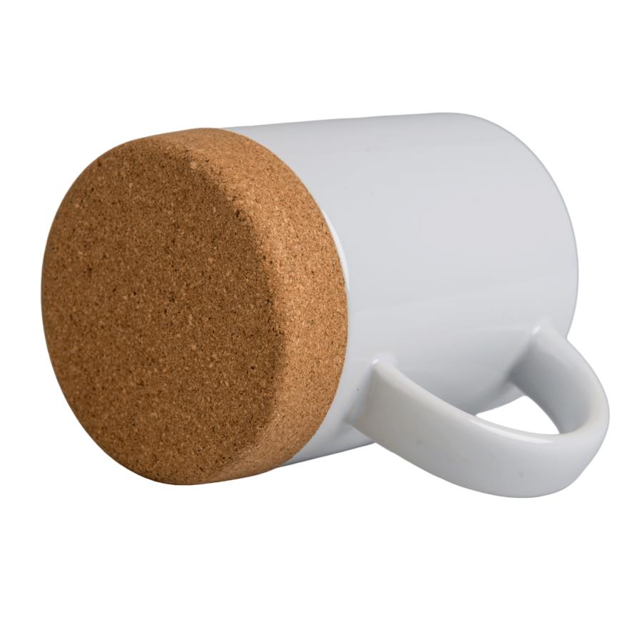 White mug with a cork stand for sublimation