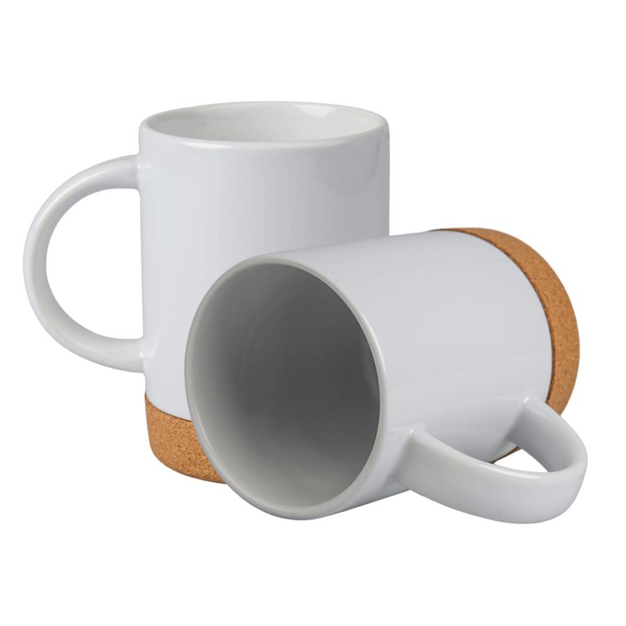 White mug with a cork stand for sublimation