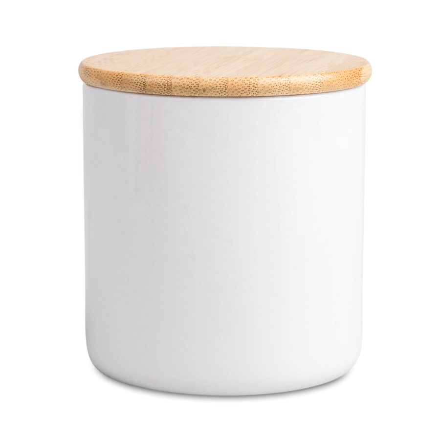 Ceramic container with wooden lid for sublimation