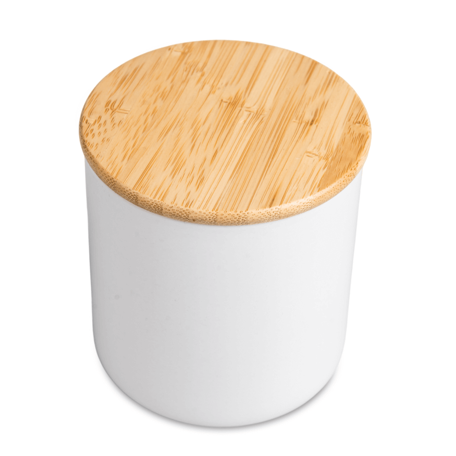 Ceramic container with wooden lid for sublimation