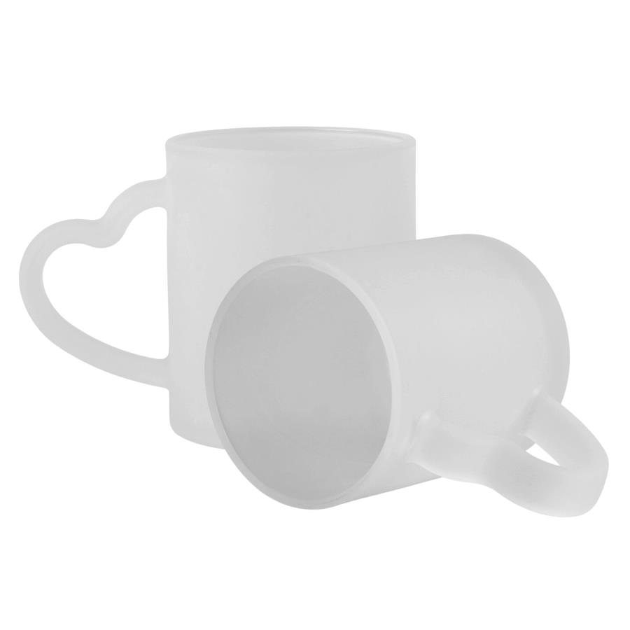 Sublimation glass mug with heart shape handle