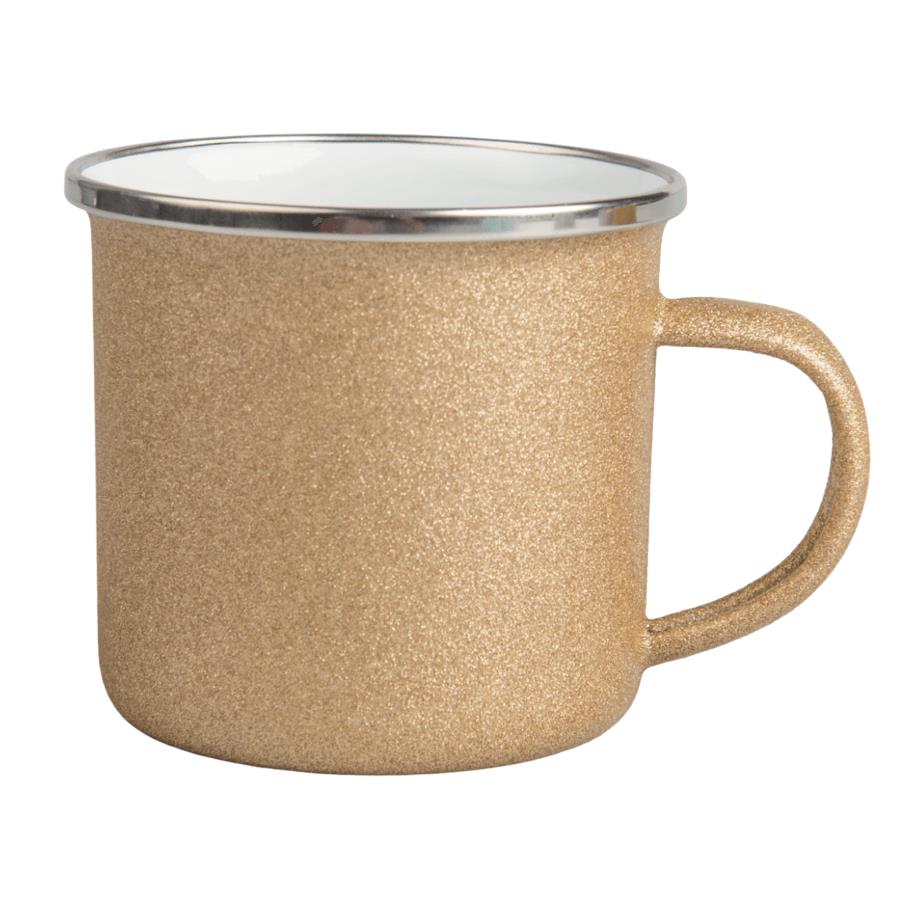 Enamel Steel Glitter Sublimation Mug - Silver Rim