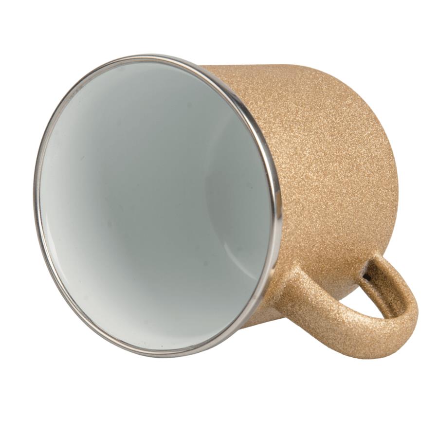 Enamel Steel Glitter Sublimation Mug - Silver Rim