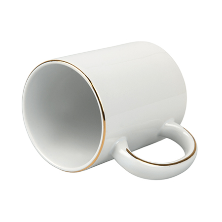 Gold stripe on ear and rim sublimation mug