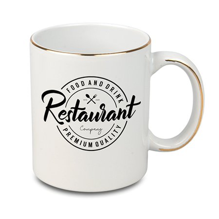 Gold stripe on ear and rim sublimation mug