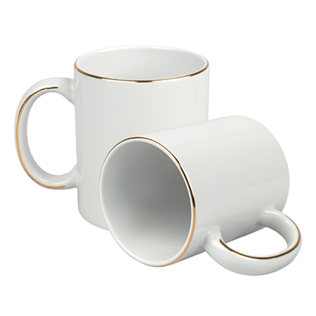 Gold stripe on ear and rim sublimation mug