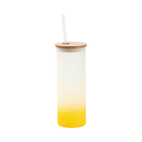 Glass sublimation frosted mug, with a lid and a straw